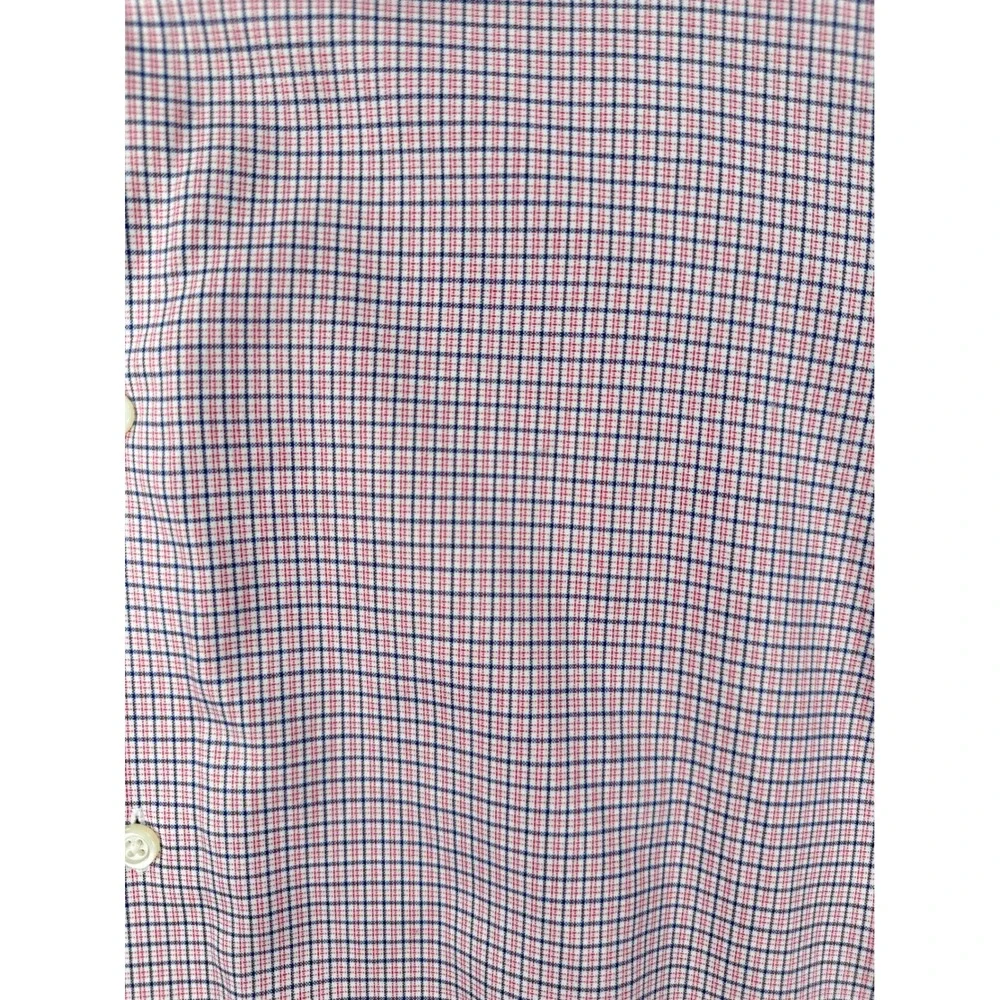 Banana Republic Mens XL Standard Fit Non-Iron Pink Blue Micro Check Dress‎ Shirt